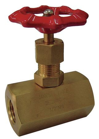GRAINGER GLOBAL SOURCING 5TUL1 NEEDLE VALVE 1/2 IN NPT 500 PSI BRASS