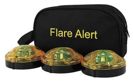 FLAREALERT B3YBP2 LED ROAD FLARE KIT, YELLOW, 120 FPM, MAG