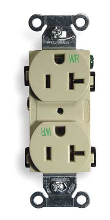 HUBBELL BR20IWR RECEPTACLE DUPLEX 20A 5-20R 125V IVORY