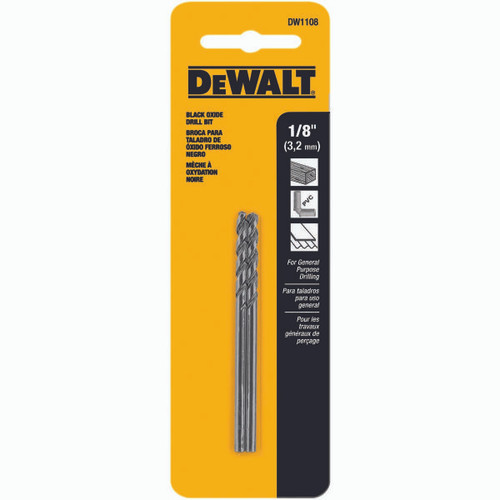 DEWALT TOOLS DW1108 DRILL BIT BLACK OXIDE 1/8IN