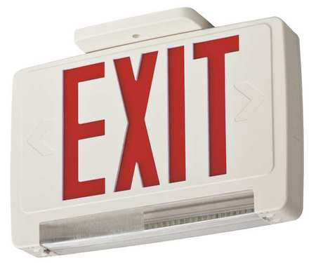 ACUITY BRANDS ECBR LED M6 EXIT SIGN WITH EMERGENCY LIGHTS, WHITE, 