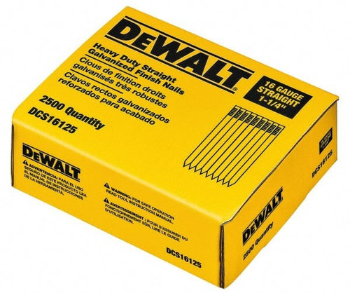 DEWALT TOOLS DCS16125 16GA 1-1/4IN STRAIGHT FINISH NAIL 2.5K