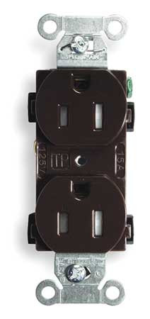 HUBBELL CR15TR RECEPTACLE,BROWN,15A,2P3W,SIDE,1PK
