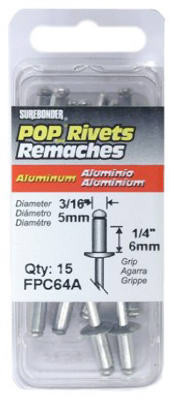 FPC CORPORATION FPC64A RIVET, MEDIUM, ALUMINUM, 3/16-IN., 15-PK