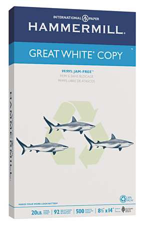 HAMMERMILL HAM86704 RECYCLED PAPER 8-1/2 X 14 IN WHT PK 500
