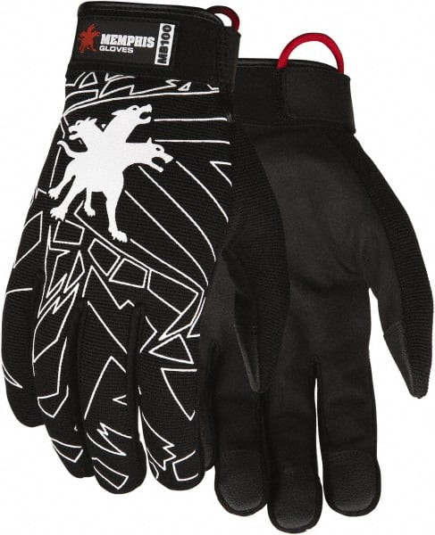 MCR SAFETY MB100L MECHANICS GLOVES, LARGE, SYNTHETIC, BLAC