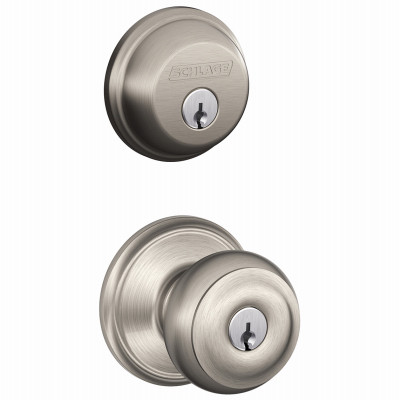 SCHLAGE FB50NVGEO619 SATIN NICKEL GEORGIAN DESIGN COMBINATION