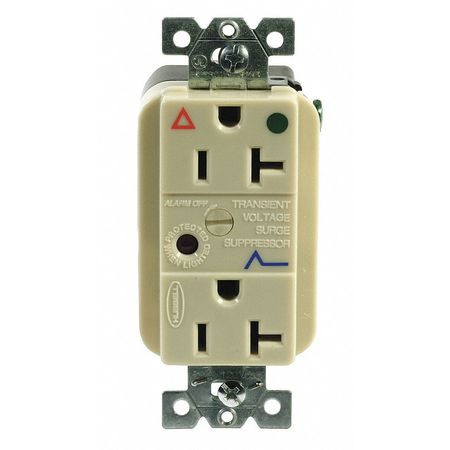 HUBBELL IG8362ISA RECEPTACLE,IVORY,20 A,2P3W,BACK,1PK