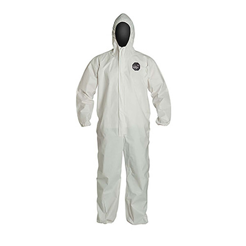 DUPONT NG127SWHLG0025NP HOODED COVERALLS,WHITE,L,ELASTIC,PK25