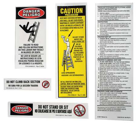 WERNER CO LFS100 FG STEPLADDER SAFETY AND INSTR. LABELS