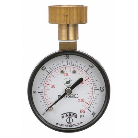 WINTERS PETW217LF WATER TEST GAUGE, 2.5 IN.,0 TO 300 PSI