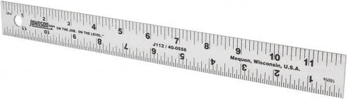 JOHNSON LEVEL & TOOL J112 12" LONG, 1/8, 1/16" GRADUATION, ALUMINU