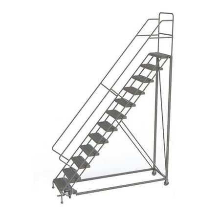 TRI-ARC KDEC112242 ROLLING LADDER 12 STEP STEEL SERRATED