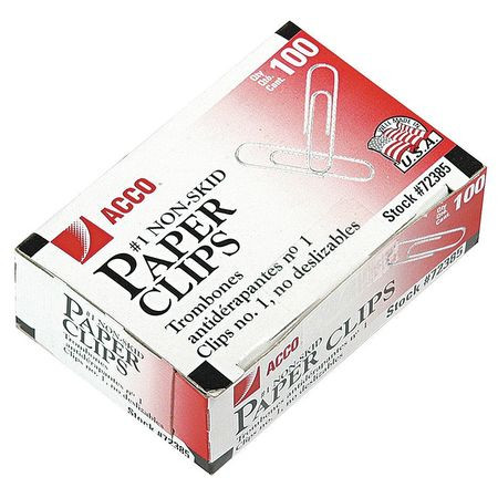 ACCO BRANDS USA LLC ACC72385 PAPER CLIP,SILVER,1 3/4IN L,PK1000