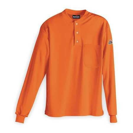 BULWARK SEL2OR  LN/L FR LNG SLV HENLEY SHIRT ORANGE LT BUTTON