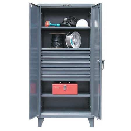 STRONG HOLD 36-243-5DB 3 SHELF 5 BIN LOCKING STORAGE CABINET