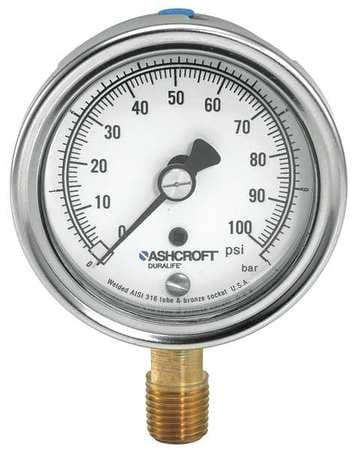 ASHCROFT 351009AWL02L400# GAUGE PRESSURE 0 TO 400 PSI 304 SS