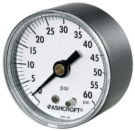 ASHCROFT 25W1005PH02B60# GAUGE PRESSURE 0-60 PSI BACK 1/4 IN NPT