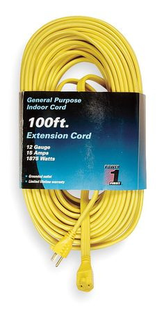 POWER FIRST 1FD63 EXTENSION CORD 100 FT. INDOOR 12/3 GA.