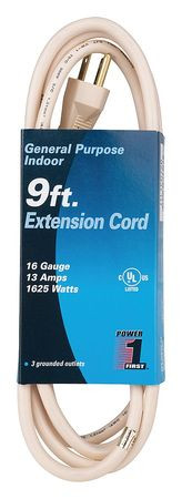 POWER FIRST 1FD72 EXTENSION CORD 9 FT. 13A