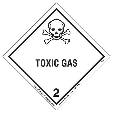 LABELMASTER HMSL250 TOXIC GAS LABEL 100MMX100MM POLYPROP 500