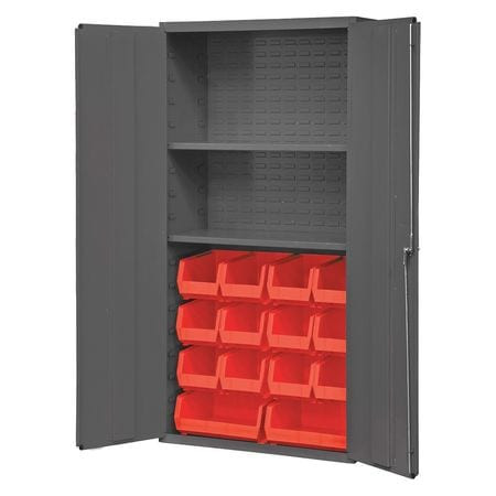 DURHAM MFG CO 3602-BLP-14-2S-1795 STORAGE CABINET INDUST 14 GA. 14BINS RED