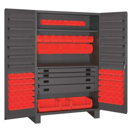 DURHAM MFG CO JCBDLP724RDR-1795 STORAGECABINET IND 14GA 72BINS RED 78INH