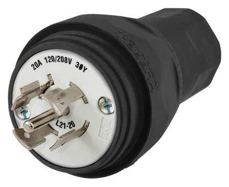 HUBBELL HBL26W81BK WT PLUG,L21-20P,20A,120/208VAC,BLACK
