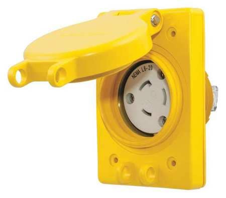 HUBBELL HBL67W48 WATERTIGHT LOCKING RECEPTACLE 20 YELLOW