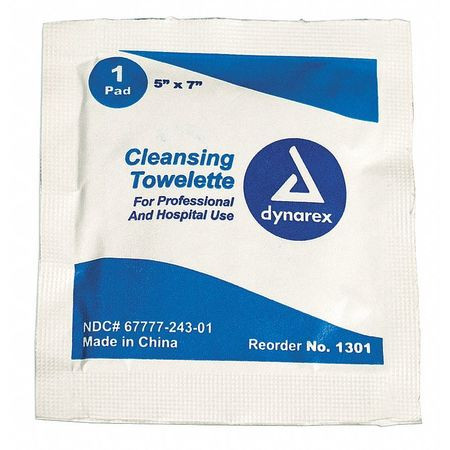 DYNAREX 1301 CLEANSING TOWELETTES,ANTISEPTICS,PK1000