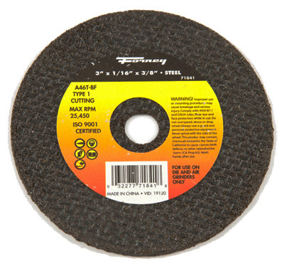 FORNEY INDUSTRIES INC 71841 CUTTING WHEEL, TYPE 1, 3 X 1/16-IN.