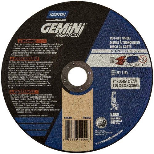 NORTON 66252842000 7 X 0.045, 7/8" HOLE ALUMINUM OXIDE CUTO