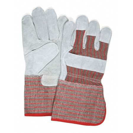 MCR SAFETY 1210S LEATHER PALM GLOVES, COWHIDE, LARGE, LEA