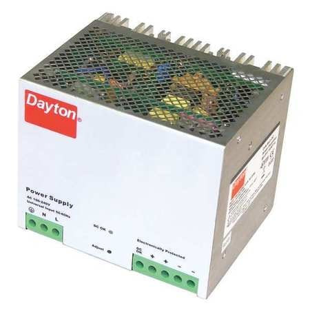 DAYTON 33NT14 POWER SUPPLY DIN RAIL 480W 24VDC METAL