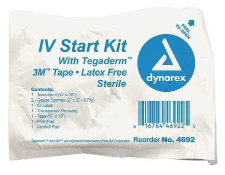 DYNAREX 4692 IV START KIT 3/4 X 18 TOURNIQUET PK50