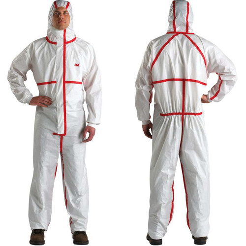 3M 4565-BLK-L COLLARED COVERALLS,RED/WHITE,L,KNIT,PK25