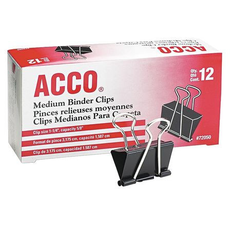 ACCO BRANDS USA LLC ACC72050 PACK OF (12) 5/8" WIDE BINDER CLIPS