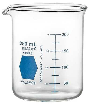 KIMAX 14000B-250 GRIFFIN BEAKER 250ML GLASS CLEAR PK12