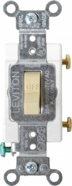 LEVITON CSB1-20I TOGGLE SINGLE POLE AC QUIET SWITCH,IVORY