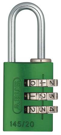 ABUS 145/20 Green COMBINATION PADLOCK SIDE BLACK/SILVER