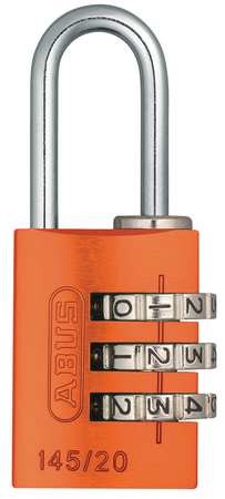 ABUS 145/20 Orange COMBINATION PADLOCK SIDE BLACK/SILVER