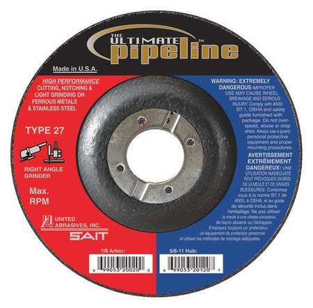 UNITED ABRASIVES-SAIT 20020 ABRASIVE PIPELINE WHEEL 4-1/2 IN DIA.