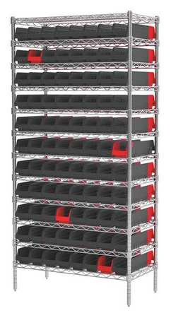 AKRO-MILLS AWS183636448BK BIN SHELVING UNIT 96 BINS RED