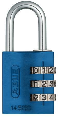 ABUS 145/30 Blue COMBINATION PADLOCK SIDE BLACK/SILVER