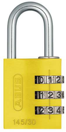 ABUS 145/30 Yellow COMBINATION PADLOCK SIDE BLACK/SILVER