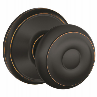 SCHLAGE F10 GEO 716 PASSAGE LOCKSET, GEORGIAN KNOB, AGED BRO