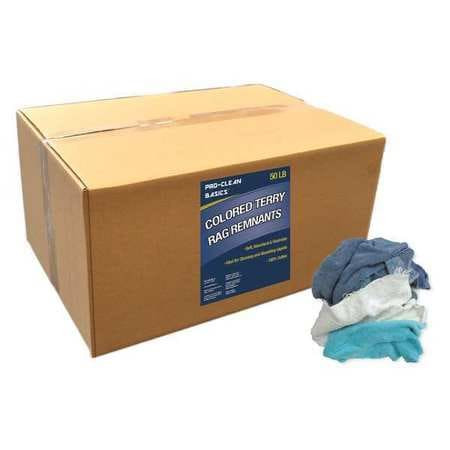 PROCLEAN BASICS Z99402 COLORED TERRY CLOTH REMNANTS 50 LB BOX