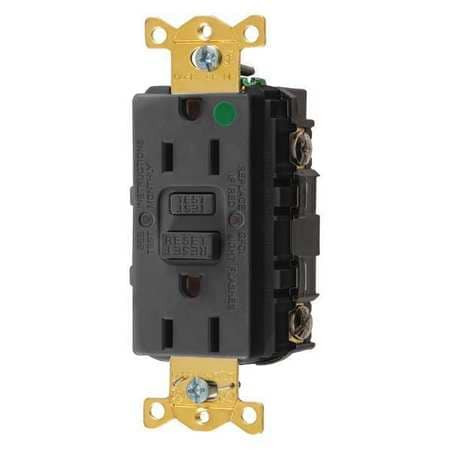 HUBBELL GFRST82BK GFCI RECEPTACLE 15A 125VAC 5-15R BLACK