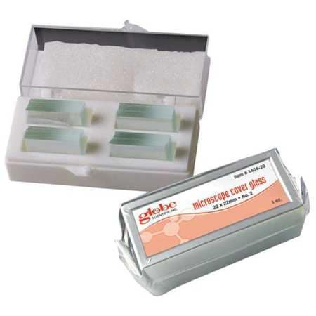 GLOBE SCIENTIFIC 1404-15 MICROSCOPE COVER GLASS, 22MM X 22MM,  1.