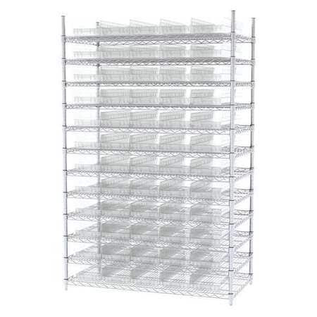 AKRO-MILLS AWS244830184SC BIN SHELVING WIRE 48X24X74 60 BINS CLEAR